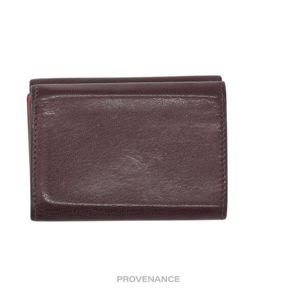 🔴 Givenchy Two Tone Trifold Wallet - Burgundy Red Leather - Picture 2 of 9